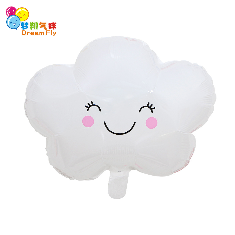 宝宝周岁百天生日派对装饰云朵铝膜气球 笑脸云彩造型铝箔气球