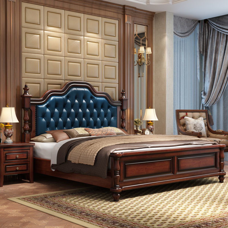 美式乡村全实木双人大床复古2022年新款大气欧式婚床主卧