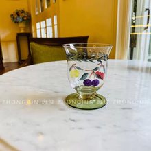 305N人工口吹经典法式花园系列果汁杯 纯手工磨刻手绘水晶玻璃杯