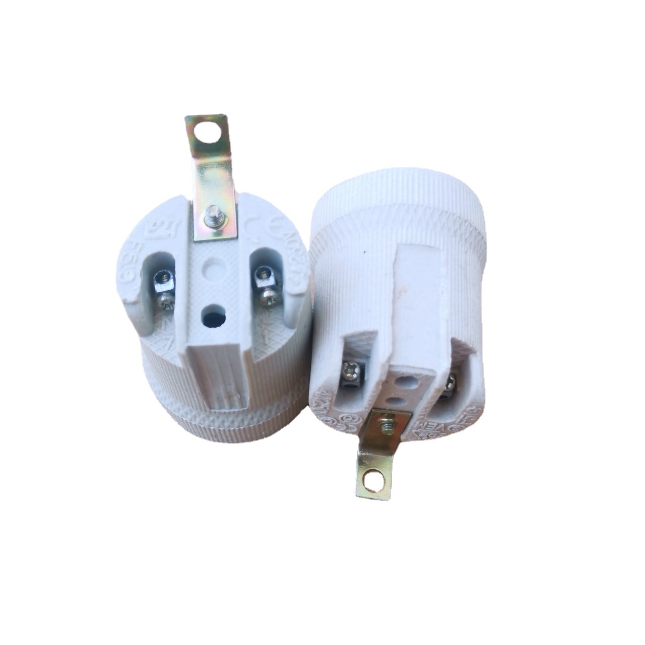 厂家批发e27陶瓷灯座,带七字陶瓷灯头,吸顶灯固定磁灯头