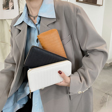新款韩版PU压痕女士钱包中长款单拉链手拿包多卡位零钱包手机包潮