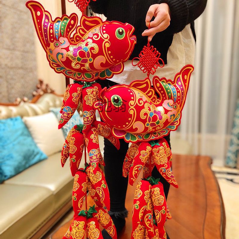 时g新年春节装饰乔迁新房客厅酒店喜庆挂饰红红火火辣椒串中国结