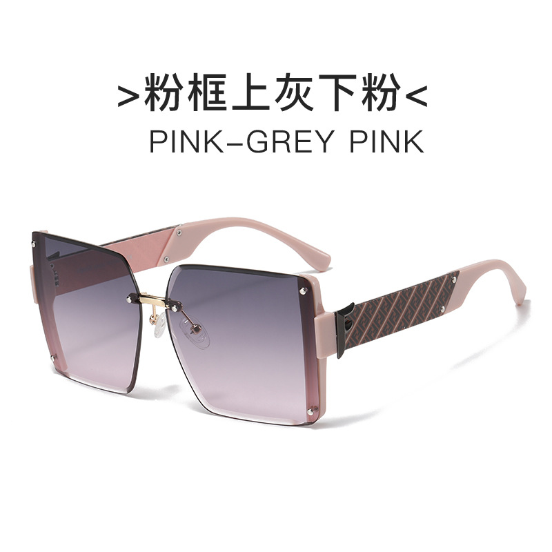 New F Square Frameless Trimming Sunglasses Internet Celebrity Live Broadcast Glasses Large Frame Fashion Street Shooting Sunglasses Wholesale