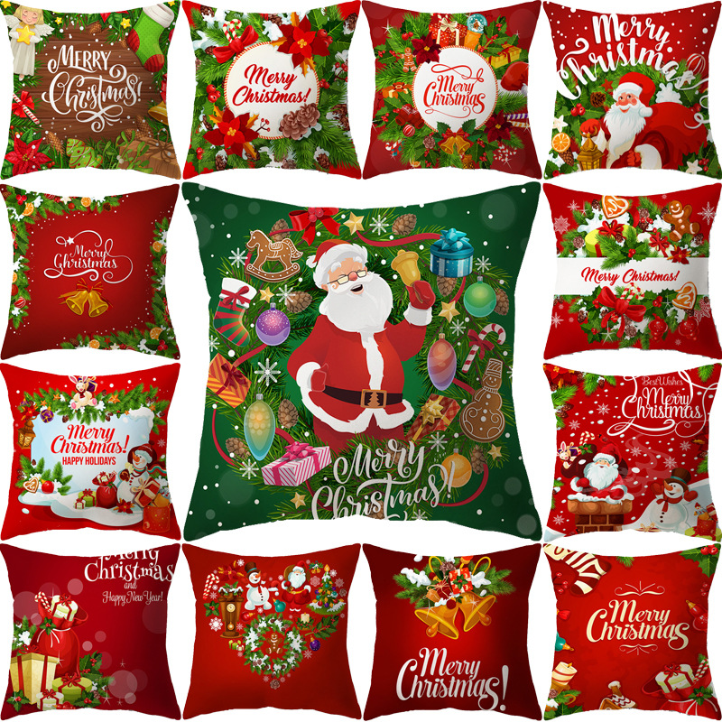 [Clothes] Amazon Cross-Border Nordic New Christmas Peach Skin Fabric Interior Decoration Cushion Pillow Cover Wholesale