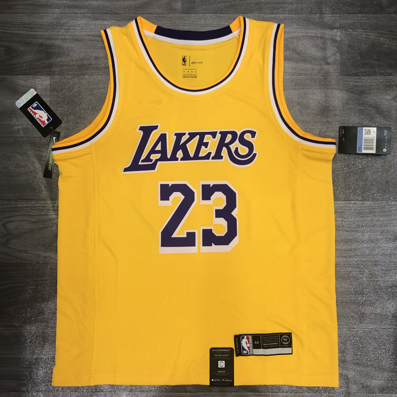 湖人队篮球服上衣复古黄色圆领球衣全明星号码可过app厂家批发