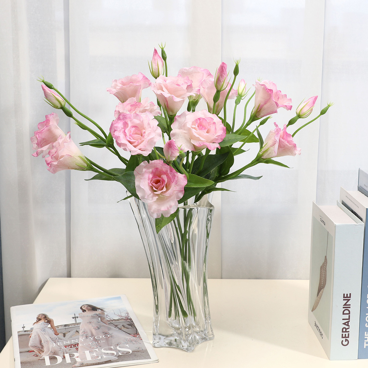 航宾高端3头玲珑桔梗花仿真花酒店ins风家居客厅装饰摆件假花批发