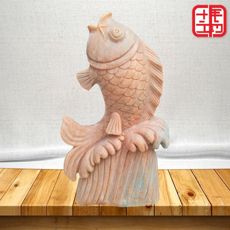石雕喷水鱼雕刻石头鲤鱼吐水雕塑石材流水小鱼喷泉庭院景观摆件