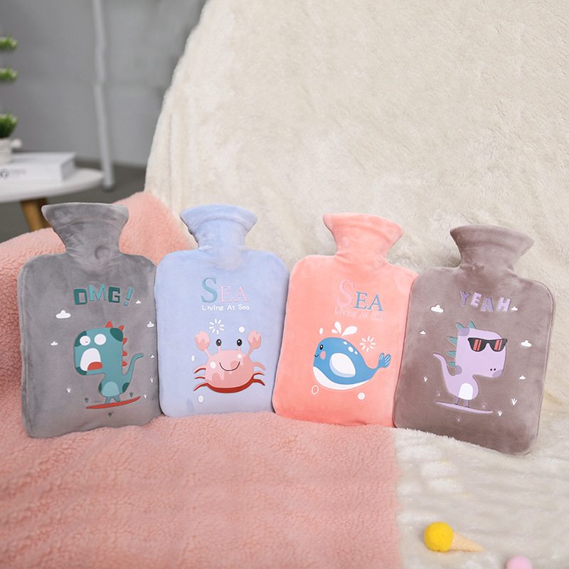 QC New Plush Hot Water Injection Bag Student Cartoon Explosion-Proof Hot-Water Bag High Density PVC Hot Water Bag Heating Pad