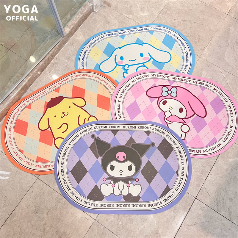 Cinnamoroll Babycinnamoroll Carpet Sanrio Floor Mat Cartoon Faux Leather Floor Mat Bathroom Water-Absorbing Quick-Drying Floor Mat Bathroom Carpet