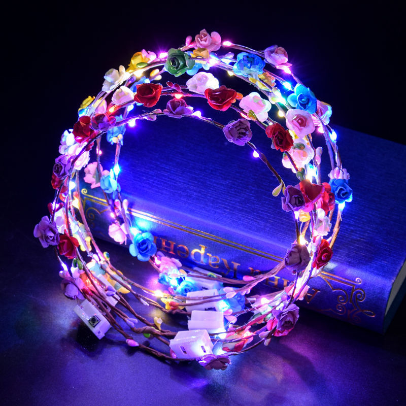 Glowing Cat Ear Headband Flash Garland Headdress Rabbit Ears Headband Wechat Scan Code Gift Night Market Stall Supply