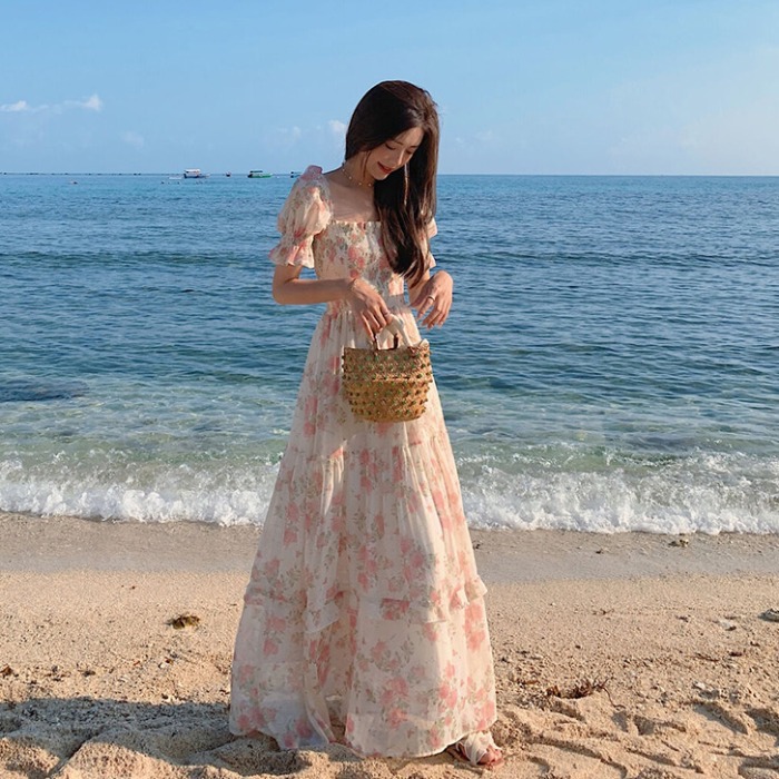 裙子温柔风法式碎花长裙夏季到脚踝超长款仙气森系170高个子女生