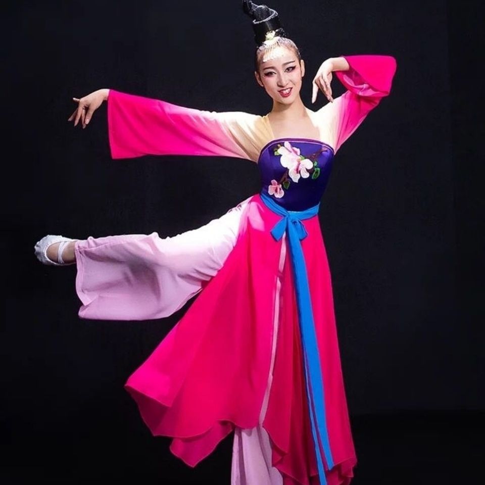 古典舞演出服女儿童中国舞扇子舞蹈服女童民族独舞少儿秧歌表演服