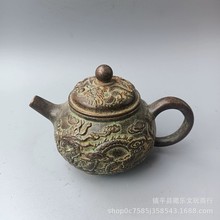 厂价直销仿古龙凤茶壶办公室客厅纯铜做旧茶壶摆件工艺品铜壶批发