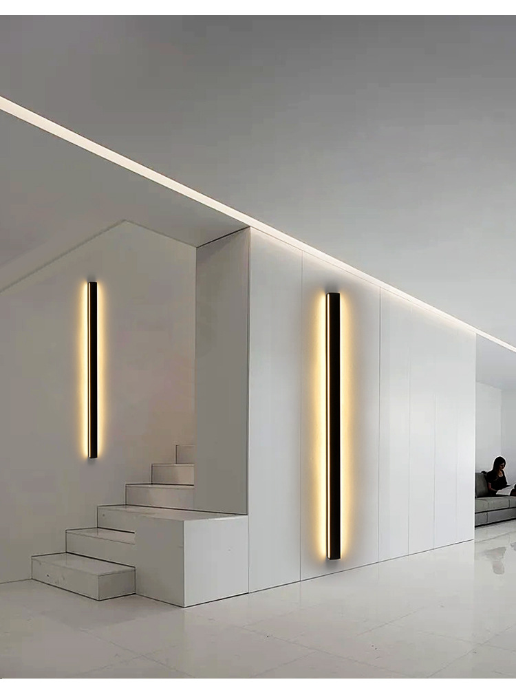 家居极简约过道玄关长条壁灯北欧楼梯线条灯背景墙led灯铝材灯具