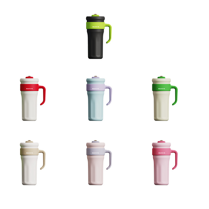 1200ml Large Capacity Good-looking Vacuum Cup Portable Thermal Insulation Cold Preservation Giant Water Cup Straw Coffee Cup