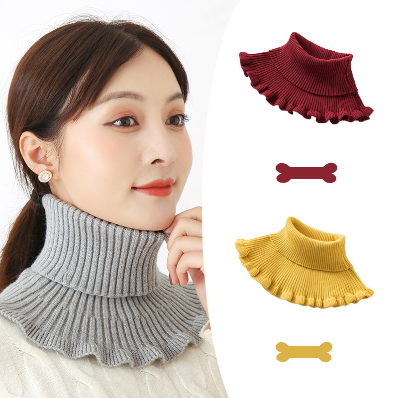 Women's Fake Collar Turtleneck Scarf Neck Protection Fake Collar New Autumn and Winter Windproof Knitted Warm Neck Warmer Korean Style All-Match