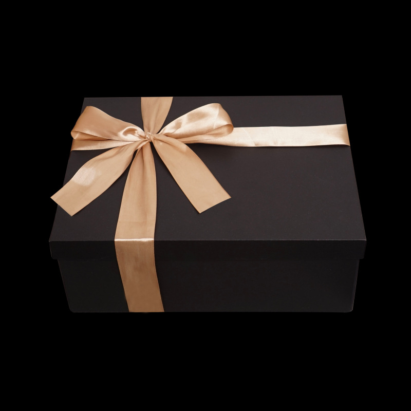 黑色超大号礼物盒正方特大包装盒丝带生日男生零食箱子礼品盒鞋盒