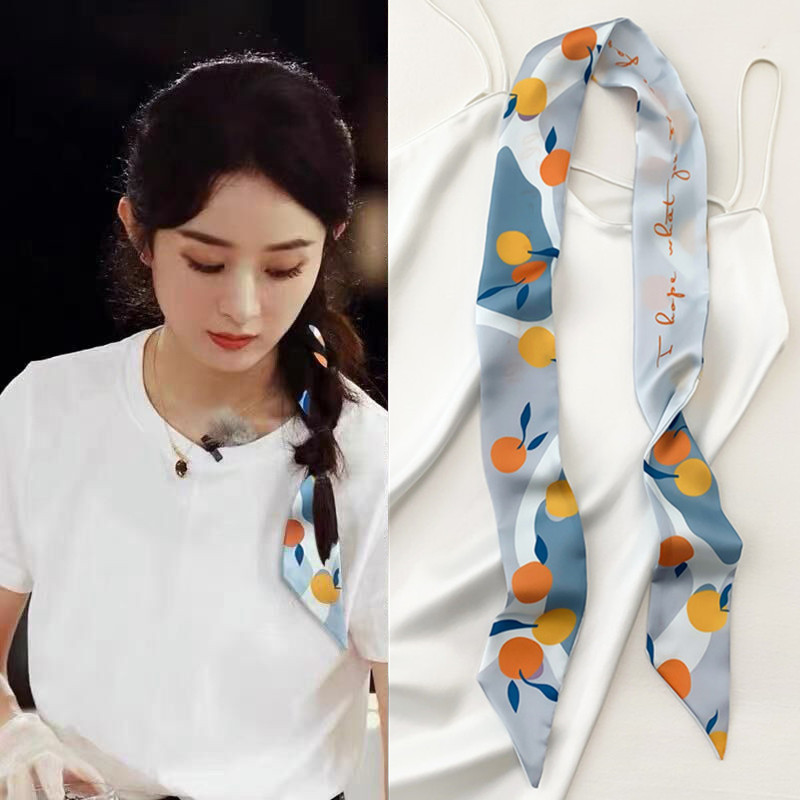 赵丽颖明星同款发带韩版水果系列缎面长条飘带装饰包包绑发小丝巾