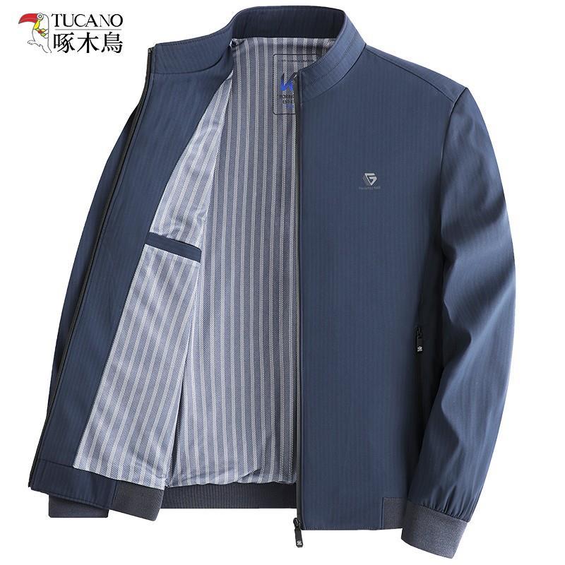 早春季新款男士休闲夹克立领中年人商务外套宽松薄款啄木鸟男装服