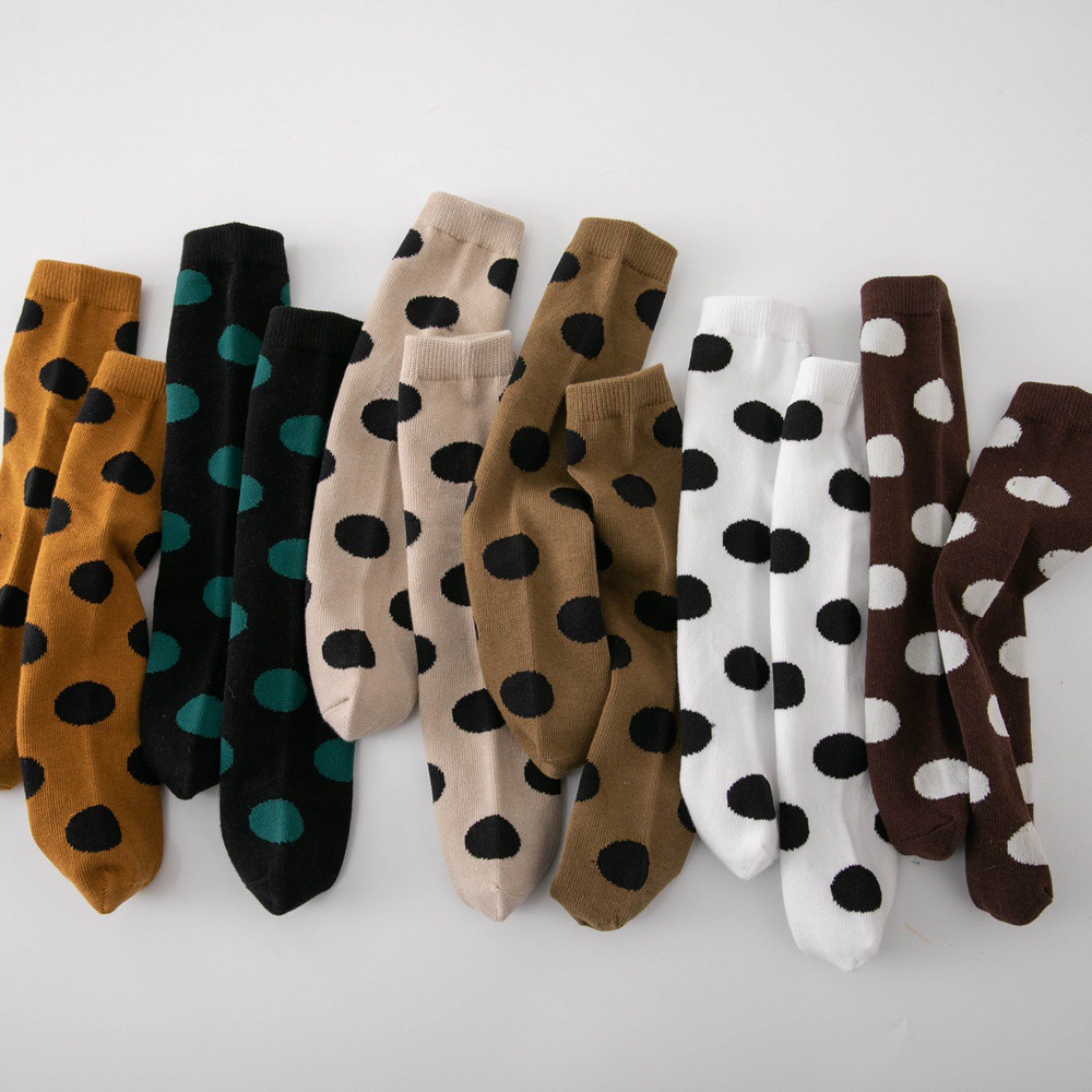 Children's Socks Wholesale 2023 Spring Big round Dot Baby's Socks Mid-Calf Cotton Socks without Heel Cute Girls' Socks Korean Style