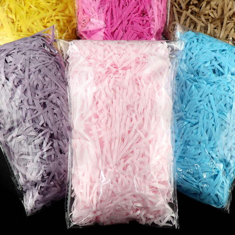 拉菲草纸丝批量批发厂家现货直销喜糖盒礼品盒填充物碎纸条絮屑