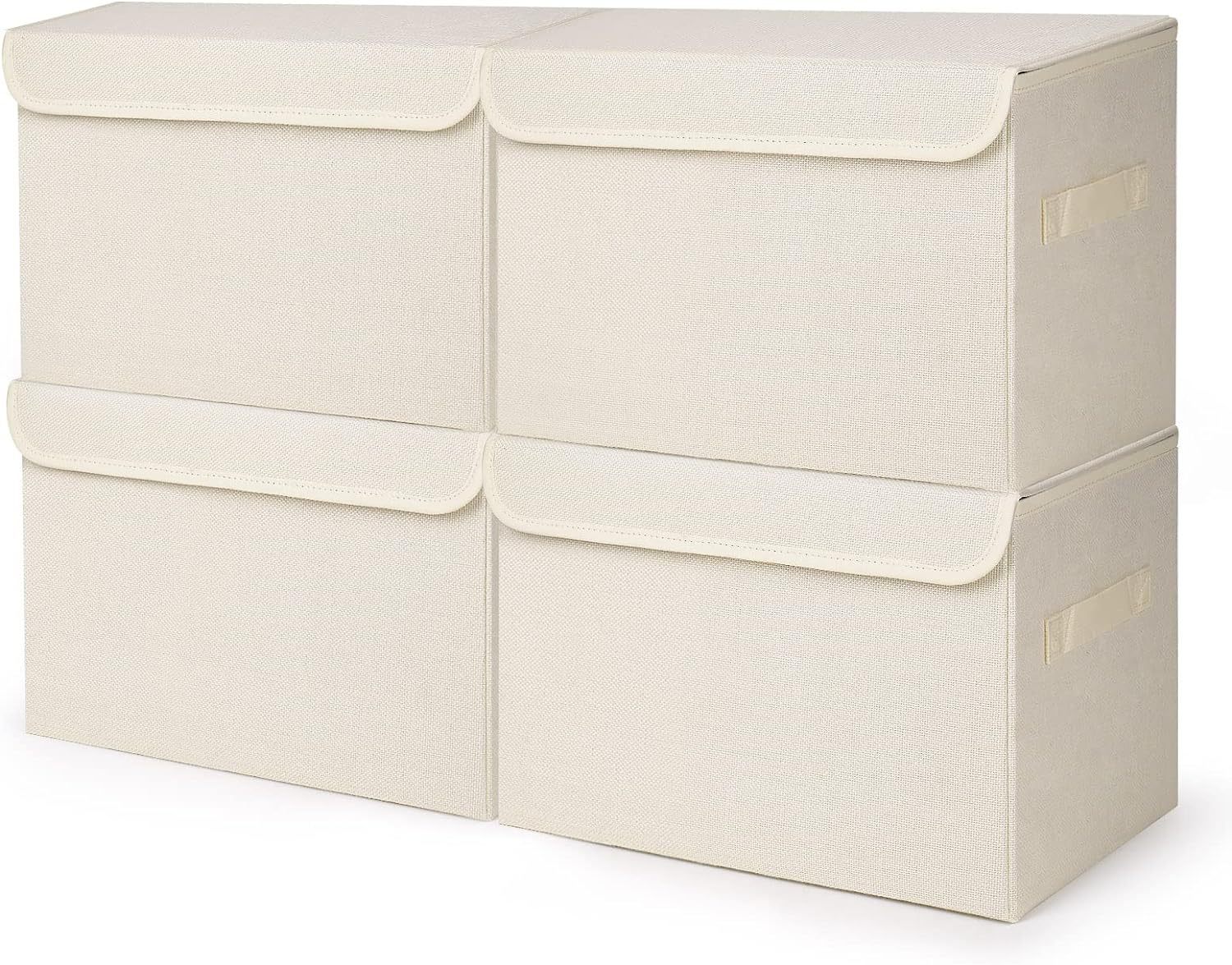 Imitation Linen Fabric Storage Box Flip Clothes Storage Box Non-Woven Foldable Toy Storage with Handle