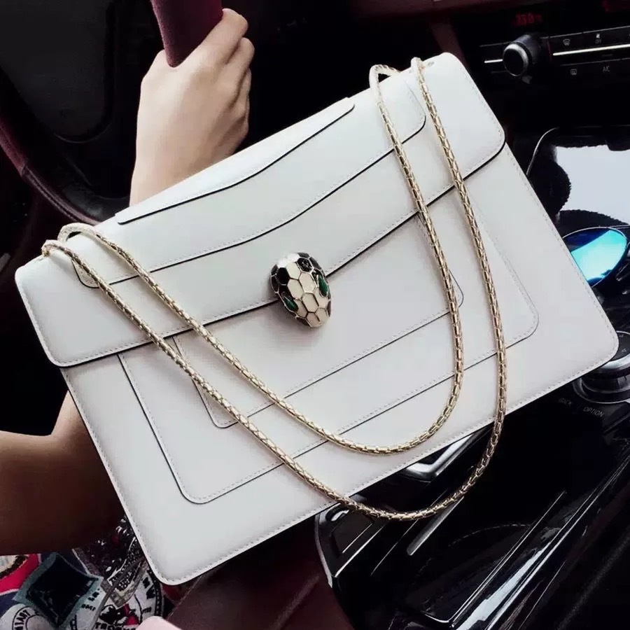 欧美牛皮蛇头女包 头层牛皮高档纯手工刺绣柳钉牛皮斜跨包 爆