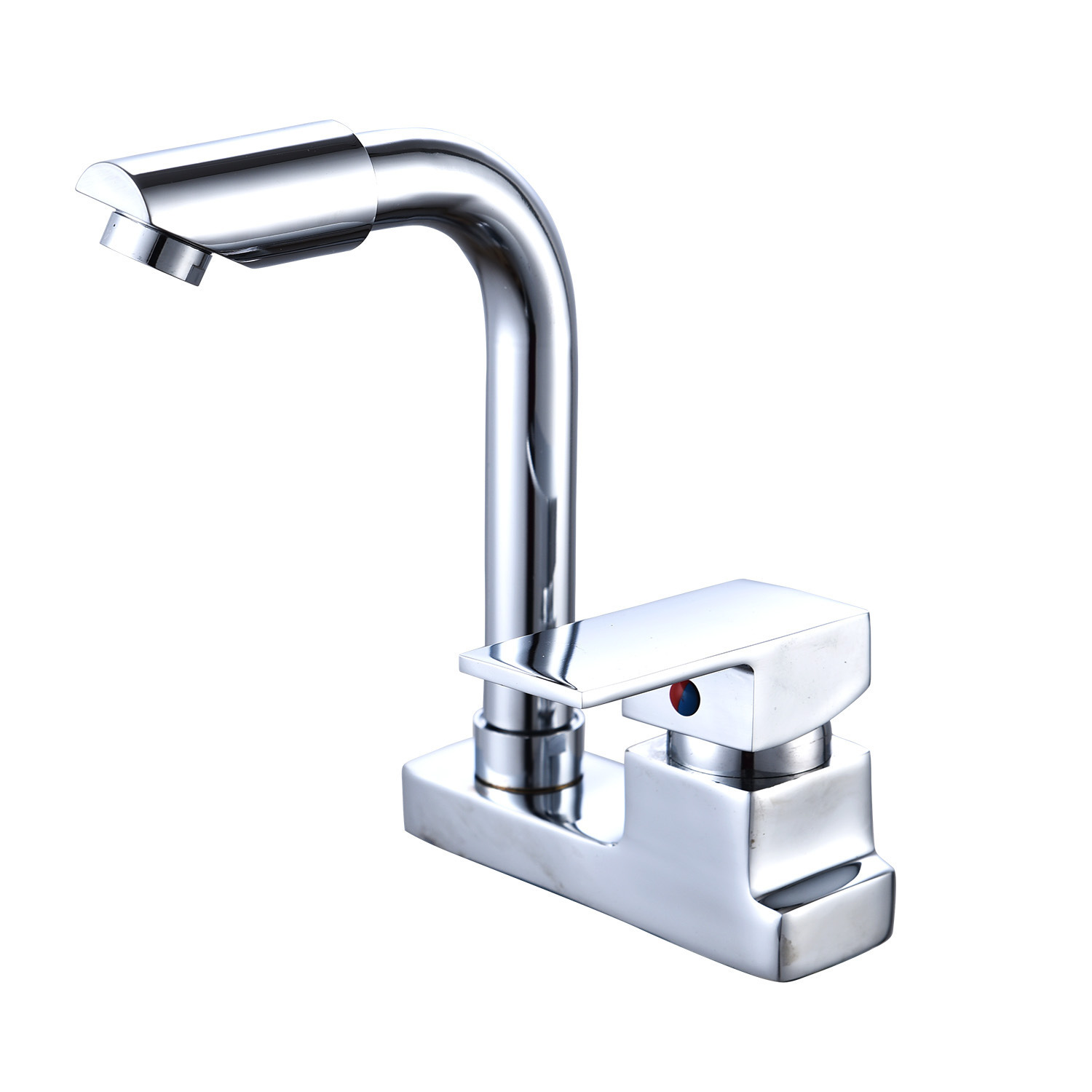 厂家批发黄铜板凳两联双孔冷热面盆龙头大弯脸盆混水龙头