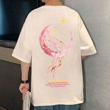 港风棉短袖T恤男夏季ins潮流打底衫设计感宽松卡通半袖白色体恤