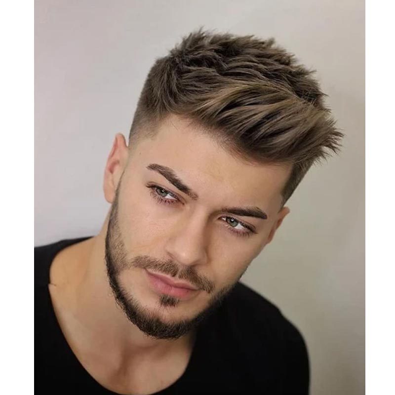 男士假发棕黑色短直发高温丝头套欧美假发时尚流行短发现货