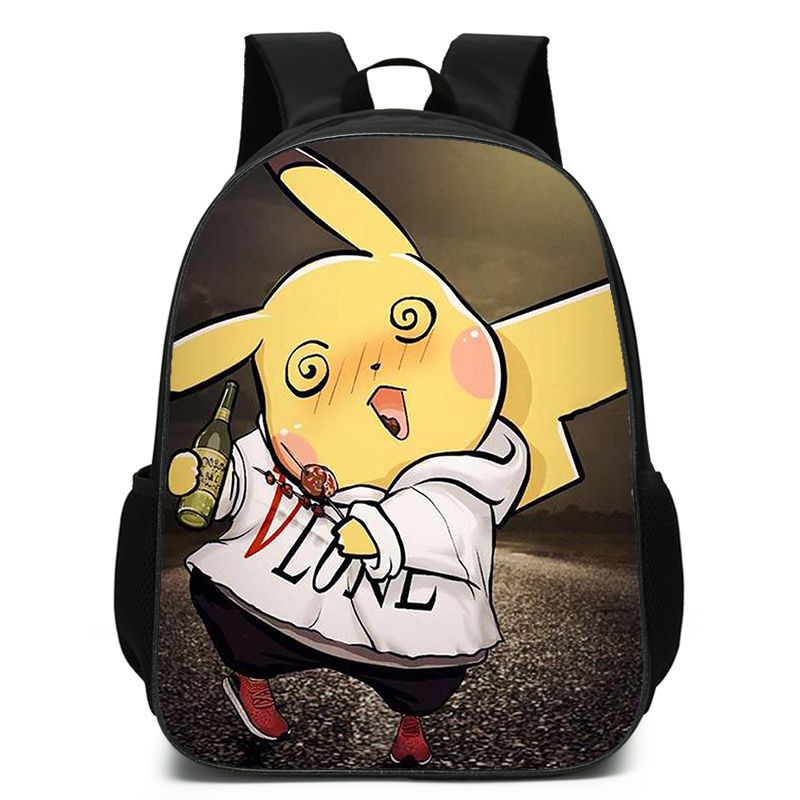 3d跨境印花皮卡丘书包双肩背包斜挎包笔袋中小学生精灵宝可梦