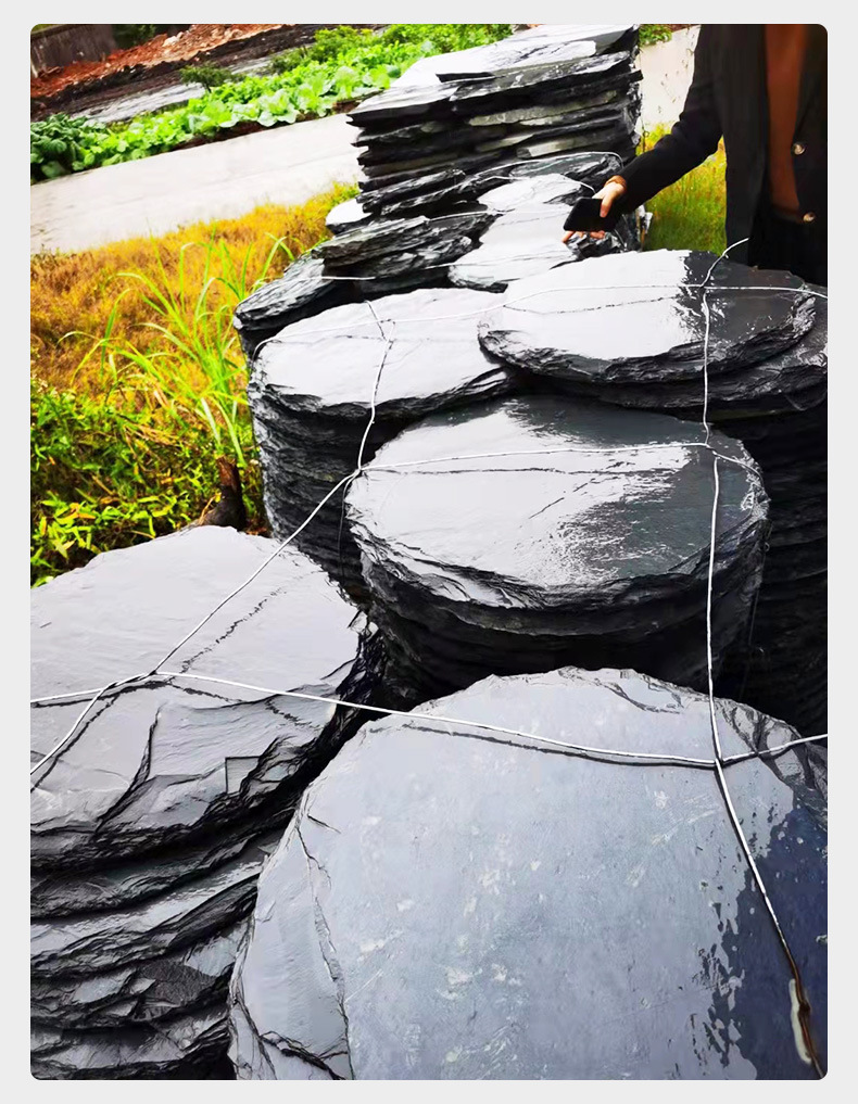 景观园林黑山石自然石 假山工程庭院造景野山石驳岸流水黑石