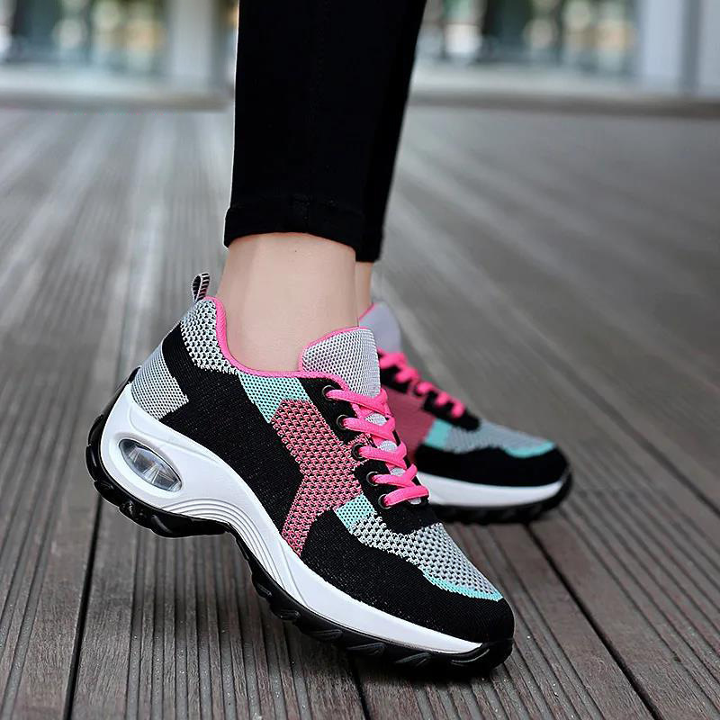 foreign trade women‘s shoes thick-soled korean style casual shoes mom shoes zifei knitmesh surface breathable mat casual shoes sports rocking shoes