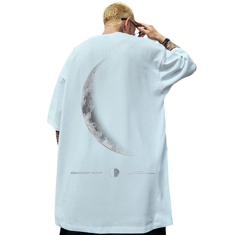 Summer Fashion Brand plus-Sized plus-Sized Loose Casual Moon Half Sleeve Short Sleeved T-shirt T-shirt Men's Half Sleeve Couple's Tops 8XL