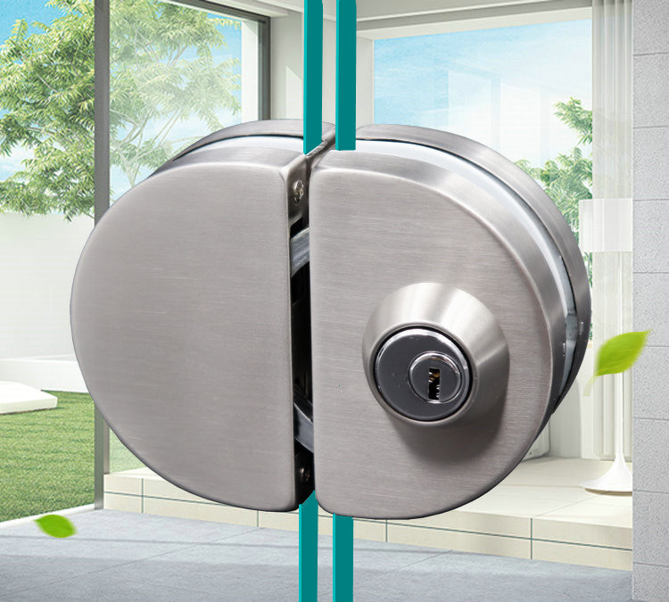 批发钢化玻璃门锁商铺推拉门锁免开孔u型锁单门双门无框玻璃地锁