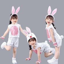 新款六一兔子演出服儿童动物服幼儿园舞台舞蹈服纱裙兔子表演服装
