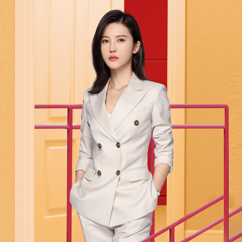 杨子珊明星同款设计感免烫西装女九分裤职业西服套装高端正装西服