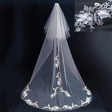 头纱婚礼2023新款韩式新娘长款3米蕾丝旅拍仙结婚长拖尾白色代销