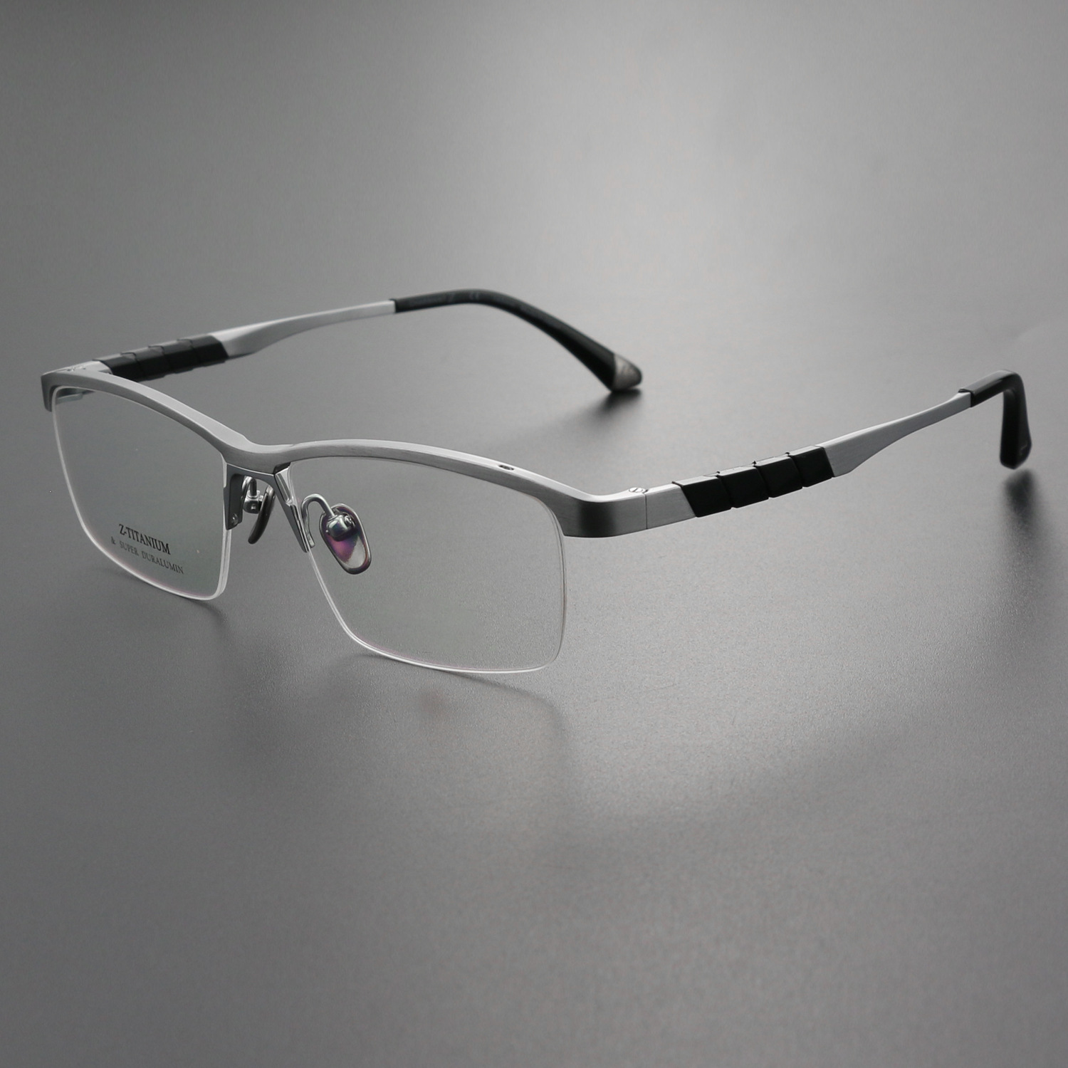 纯钛高级感半框男士商务眼镜框架大脸可配近视眼镜框架双色-阿里巴巴