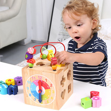 优质实木制绕珠串珠多功能四面百宝箱智力盒早教益智儿童玩具