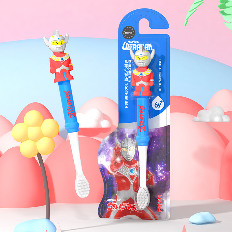 Authentic Authorized Ultraman Children Soft-Bristle Toothbrush 4-9-12 Years Old Baby Independent Packaging Toothpaste Toothbrush Wholesale Factory