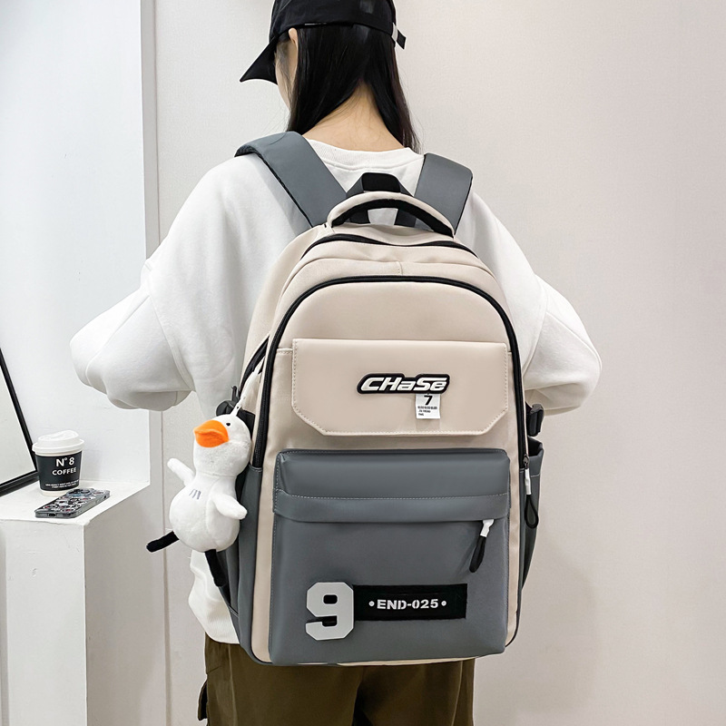 schoolbag boys junior high school students contrast color strong and durable good-looking high school students middle school student backpack