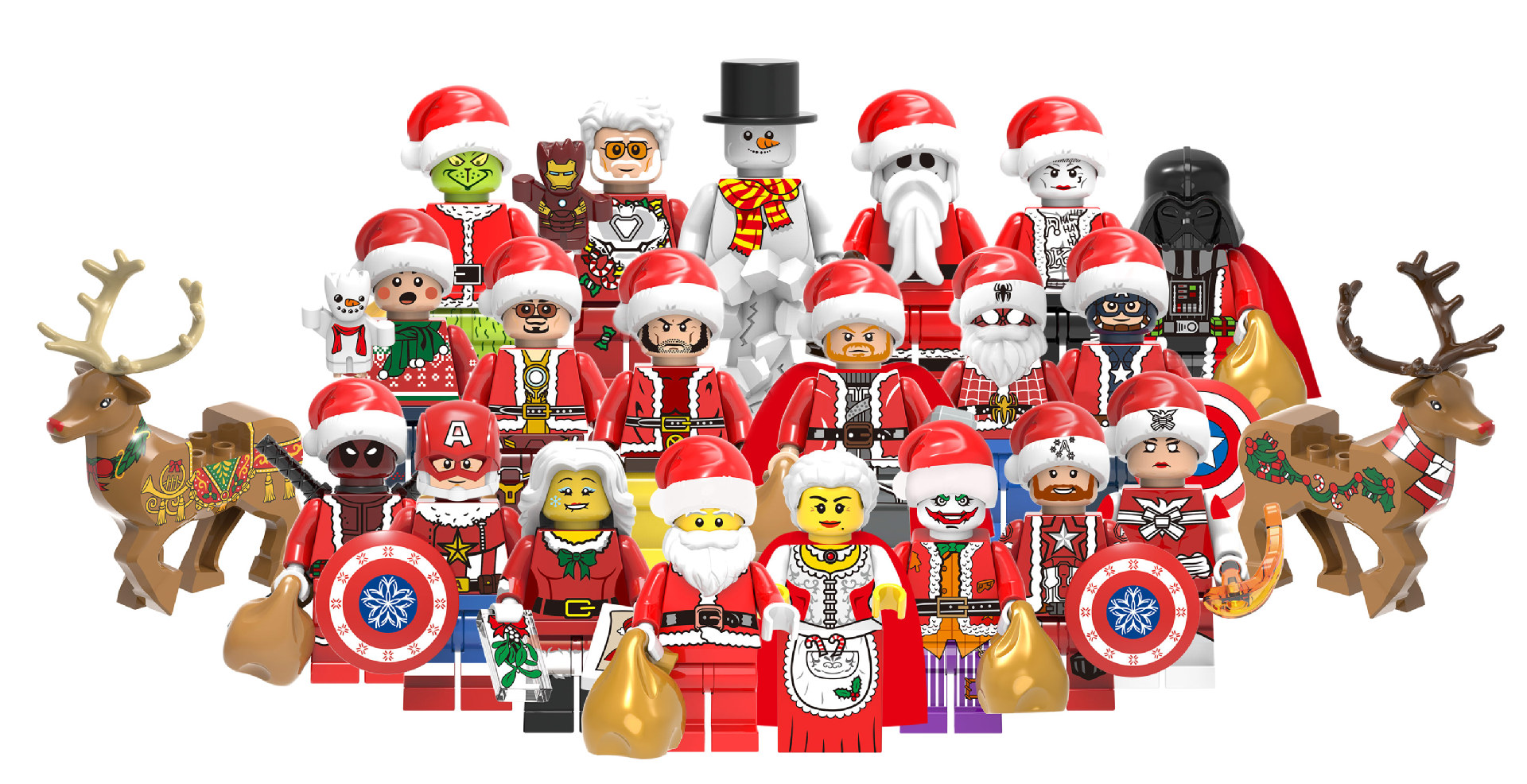 圣诞积木人仔圣诞老人圣诞老奶奶圣诞鹿圣诞树欣宏人仔