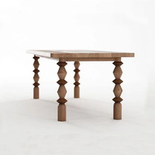 法式设计师实木餐桌长方形家用小户型原木饭桌别墅客厅白蜡木桌子