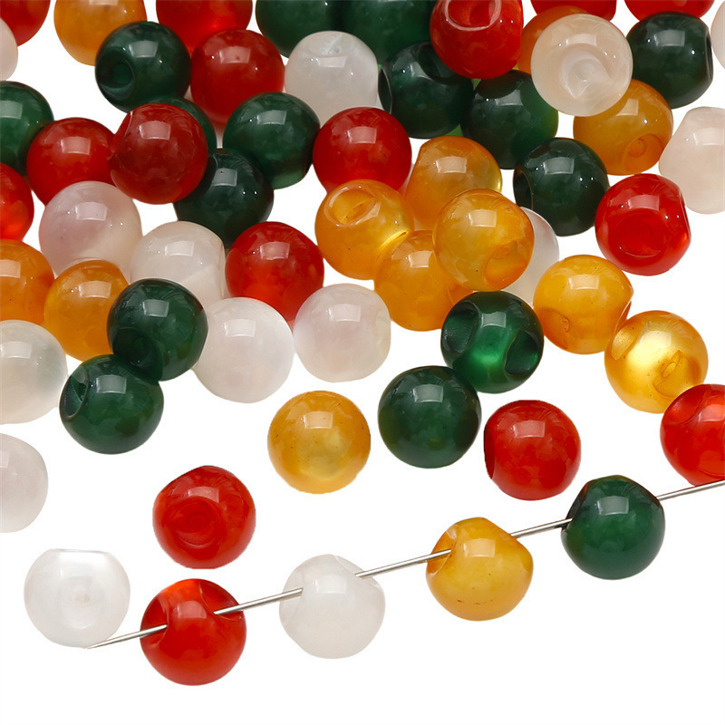 10mm树脂仿猫眼斜孔圆珠子散珠 手工diy手链项链串珠材料饰品配件