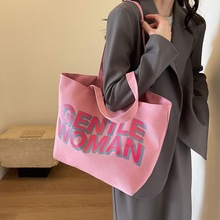 泰国Gentlwoman大字母印花帆布包包新款质感撞色休闲女单肩手提包