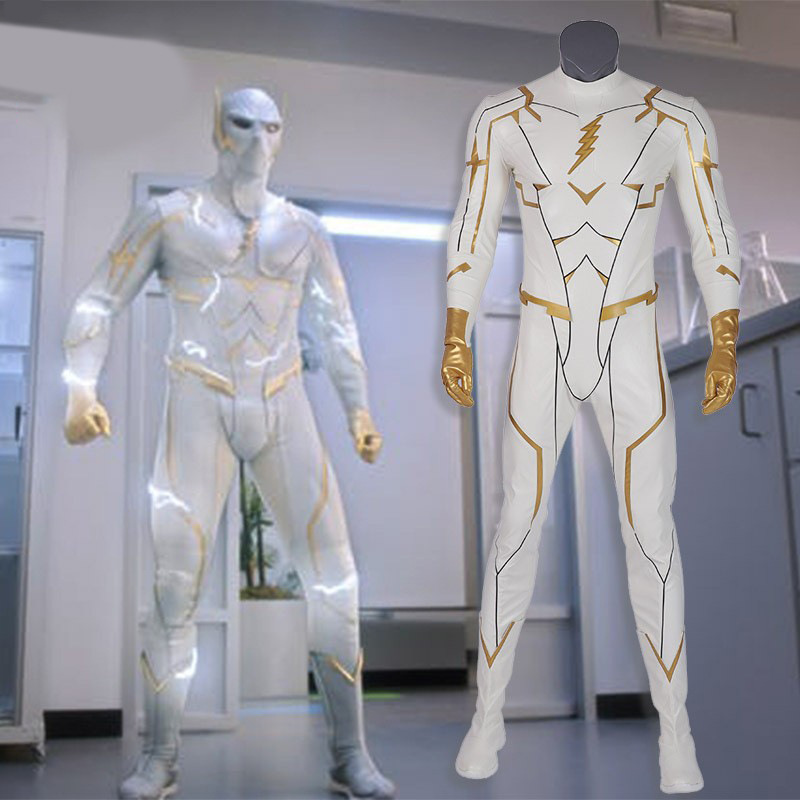美剧闪电侠cos神速god speed白色闪电战衣cosplay全套服装