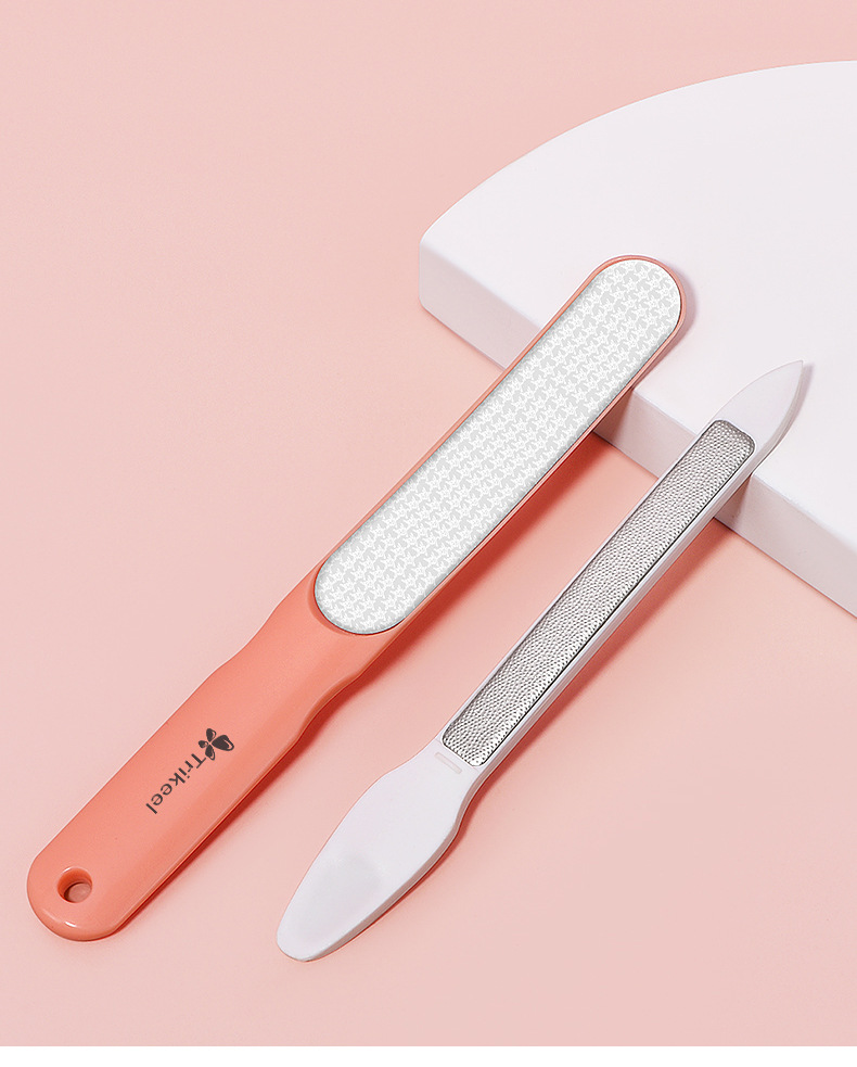 川琦儿不锈钢指甲锉尖头甲挫刀家用美甲锉2件套打磨指甲修甲锉条