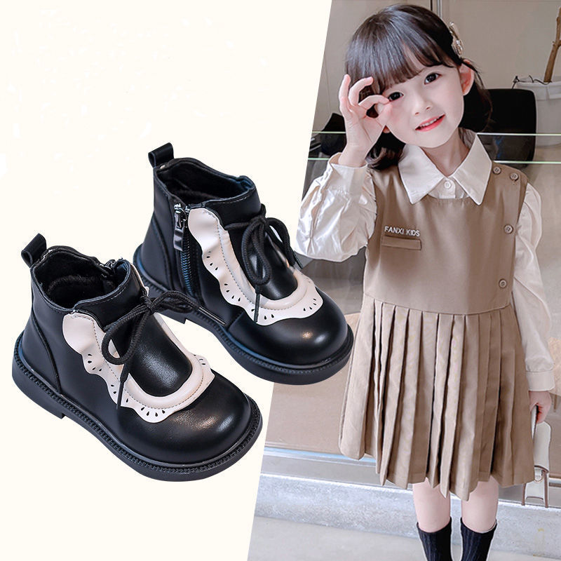 儿童鞋子女童马丁靴秋冬季新款宝宝公主鞋洋气女生皮鞋小女孩皮靴