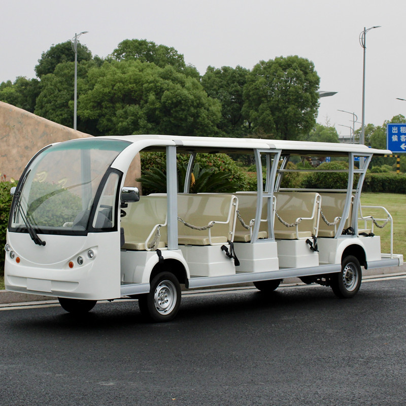 五环龙电动四轮旅游观光车17座 看房游览景区公园敞篷电瓶巡逻车
